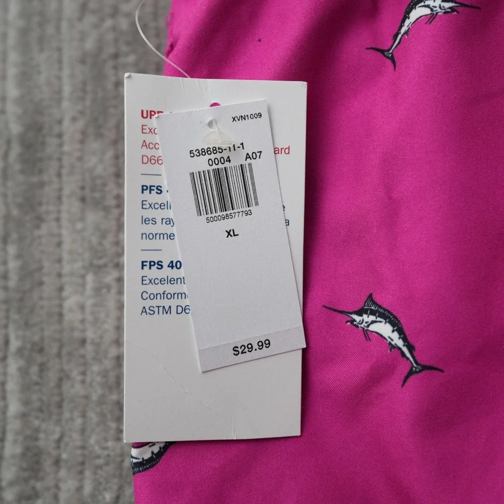 Old Navy Swim Trunks Men Pink Board Shorts UPF 40‎ Swordfish 8 Measured 7.5 XL